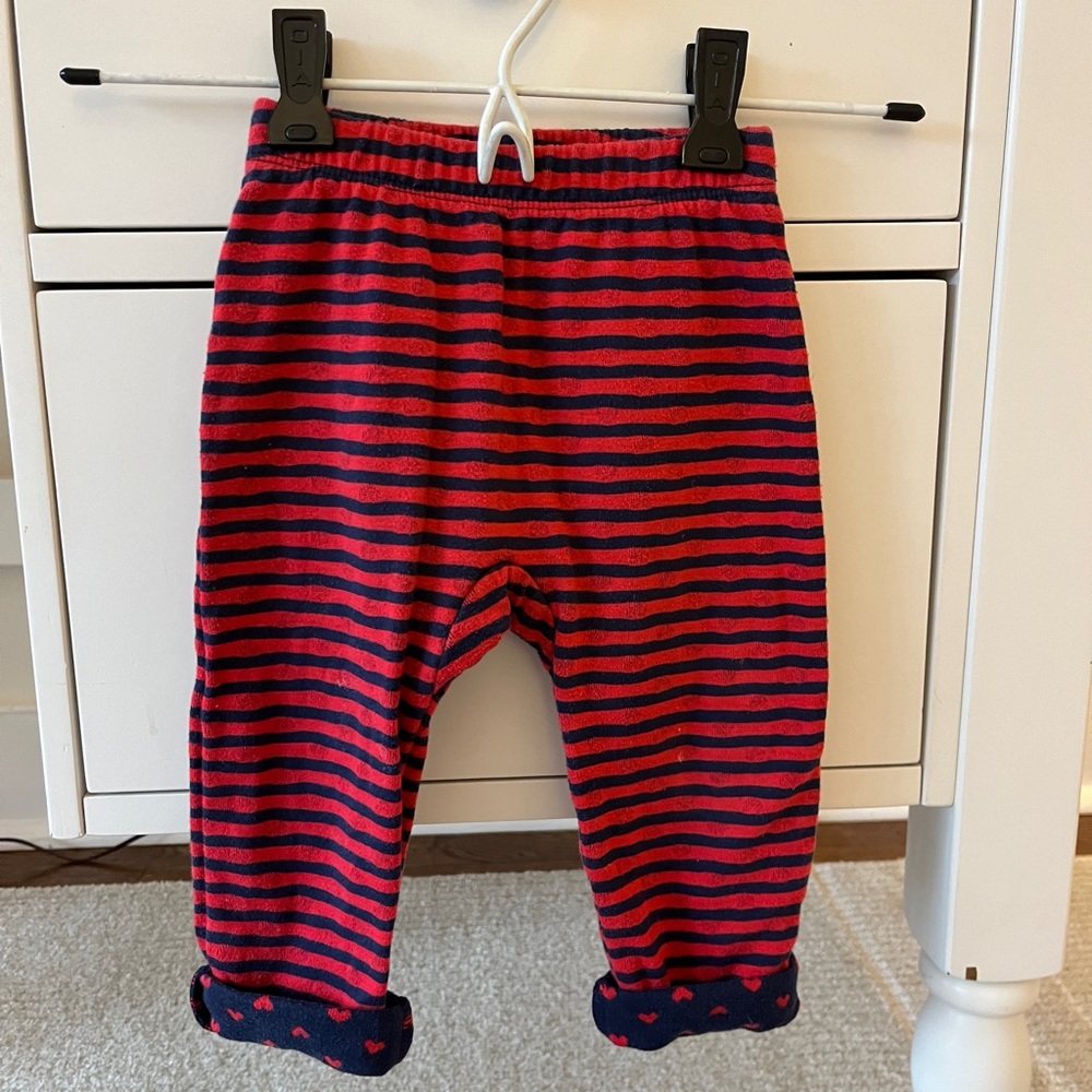 Perfect for Valentine's Day: Primary Striped Pants with Heart Cuffs